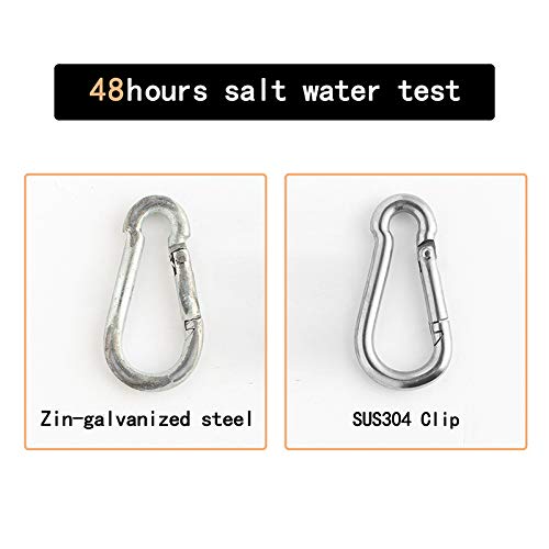 8PKS M6 Carabiner Clip,Spring Snap Hooks Heavy Duty,Stainless Steel 304 Key Chain Clip Fit for Gym,Camping,Travel,Hiking,in/Outdoor Rope Connector