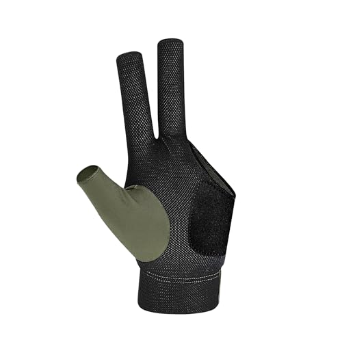 Medium Olive Left Hand Billiard Glove for Cue Control, Breathable Mesh, Adjustable Fit