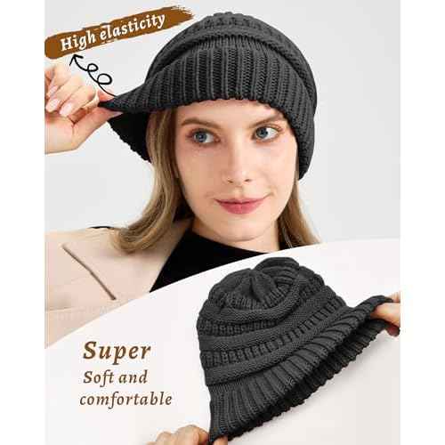 Cable Knit Slouchy Beanie for Women, Wool Winter Warm Womens Beanies, Trendy Oversized Slouch Hat Skull Ski Cap Hats