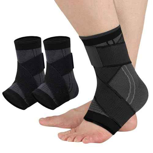 Ankle Braces for Men & Women, 2 pcs Ankle Compression Sleeve Plantar Fasciitis Brace Plantar Fasciitis Relief, Arch Support Socks Ankle Sleeve Ankle Brace for Sprained Ankle (Black, Large)