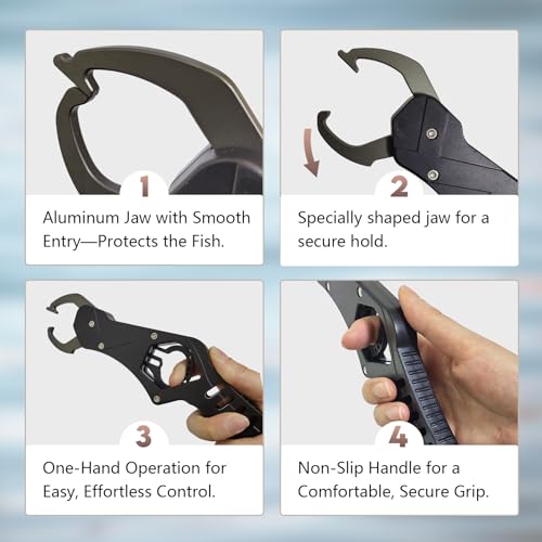 Blue Aluminum Fish Lip Gripper with Pistol Grip for Anglers