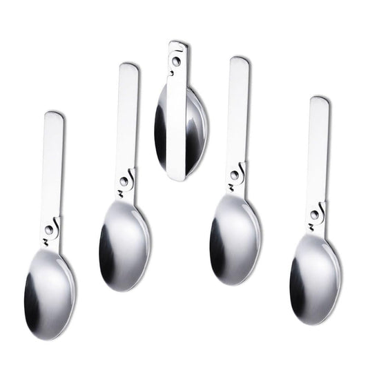 5 Pcs Portable Stainless Steel Folding Spoon Salad Spork for Thermos Camping Outdoor Picnic Hiking Trave