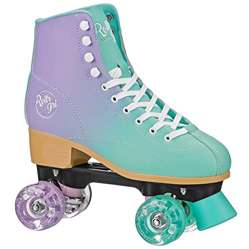 Colorful Freestyle Roller Skates for Women Men - Mint & Purple, Size 9