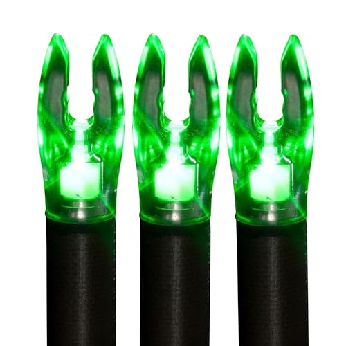Lighted Archery Nocks 3-Pack - Green Variation Fits X, H, S, GT Arrows, 20+ Hour Battery