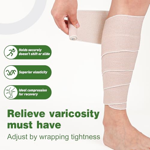AZEN 24 Pack Elastic Compression Bandages 3 Inch for Legs & Body - C-24p(3in)