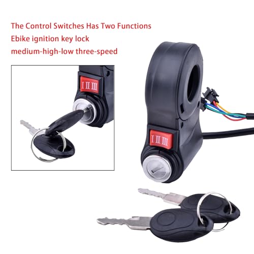Universal 12V-96V Anti-Theft Ebike Key Ignition Switch with 3 Speed & Key Lock - 2-in-1