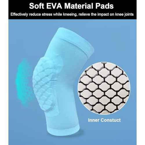 Basketball Knee Pads for Kids Volleyball Knee Pads, Honeycomb Basketball Sleeves Baseball Sleeves Youth Boys & Girls, Knee Savers for Catchers Youth Wrestling Soccer Football Volleyball Roller Skating (Black, Large)