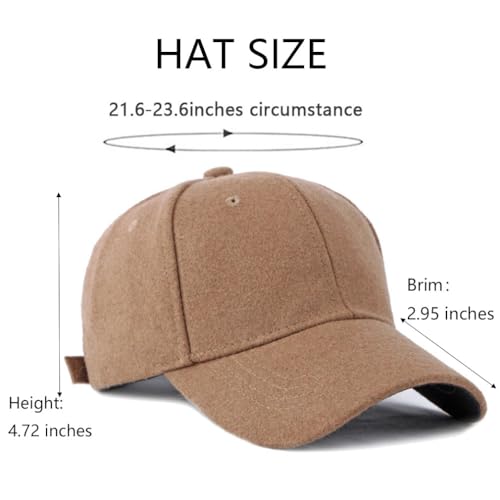 Unisex Wool Blend Baseball Cap Adjustable Structured Tweed Hat