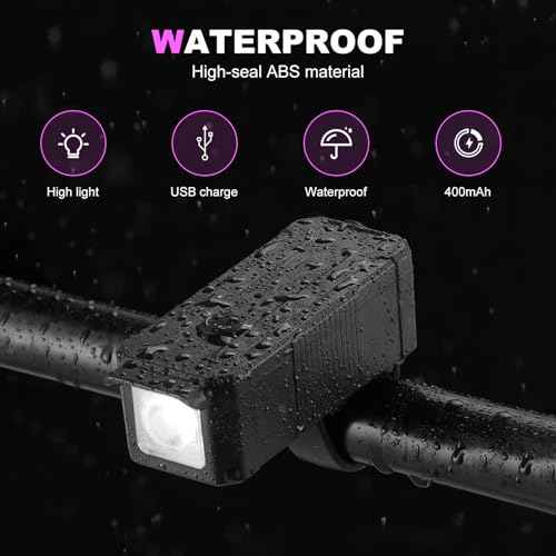 Qisan 80 Lumens Front Rechargeable Bike Lights for Night Riding 3 Modes USB-C Waterproof Led Light for Bicycle | Safety Cycling Accessories for Road, Mountain & Cycling | Mini Bike Headlight