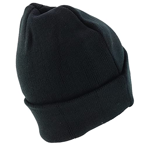 XXL Oversized Winter Beanie Hat - Solid Cuff Long Stretchy Knit Cap - Black