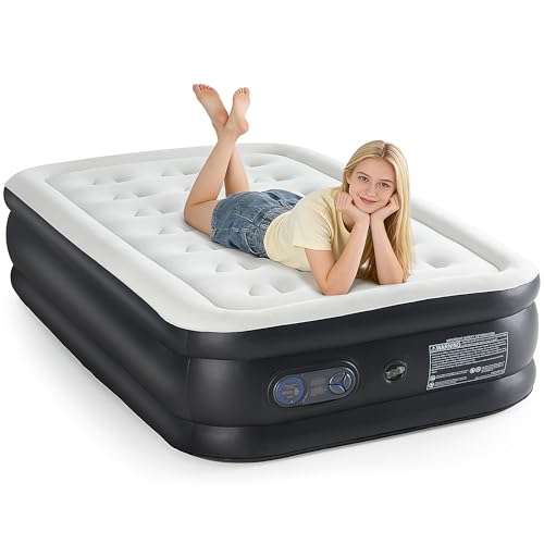 OLIXIS Twin Air Mattress - 16 Inch Double Height Inflatable Bed with Built-in Pump