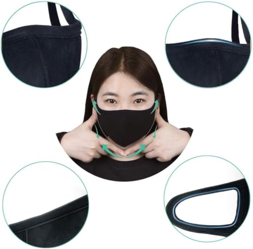 Black Face Mask Cloth Reusable for Adults - Comfortable & Windproof - Black