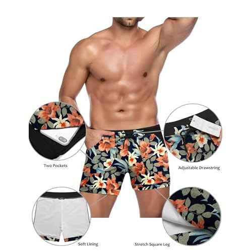 COOFANDY Men's Swimsuit Camo Quick Dry Mens Swimming Shorts Trunks with Pockets