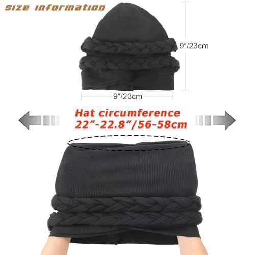 DRESHOW Turban Pre-Tied Twisted Braid Hair Cover Wrap Hat African Beanie Headwraps for Black Women Chemo Cancer Cap