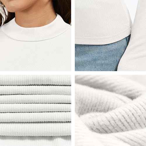 Women's Knitted Rib Mock Neck Long Sleeve Tshirt Fall Fashion Basic Thermal Underwear Tops Winter Clothes 2025