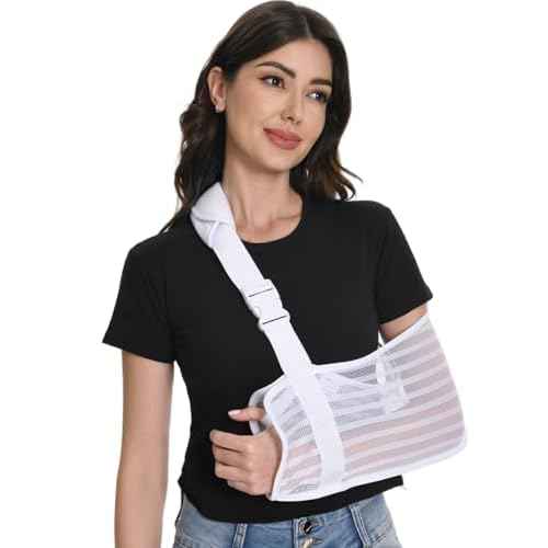 Arm Sling for Broken Arm Torn Rotator Cuff Shoulder Elbow Wrist Injury Mesh Adults Support Brace for Men and Women (White)