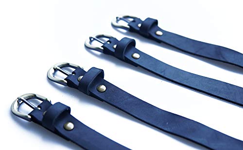 Genuine Leather Stirrup Straps with Metal Buckle Adjustable Length - 4 Pack
