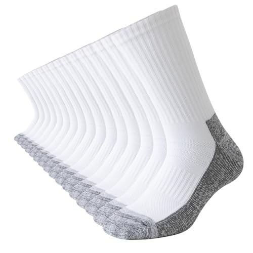 JOYN?E 8 Pair Mens Thick Cushioned Athletic Crew Socks Breathable Moisture Wicking Work Running Socks for Men Size 9-12/12-15