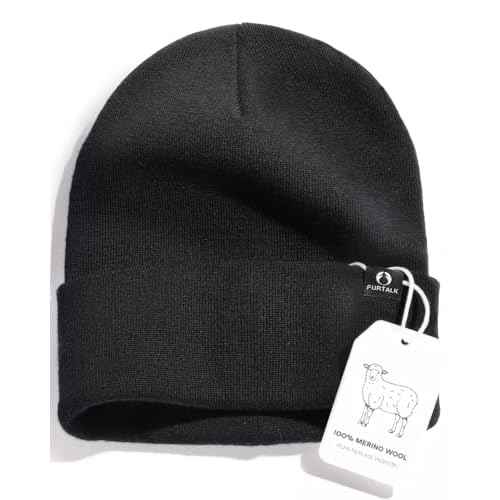 FURTALK 100% Merino Wool Beanie Hat for Men Women Warm Winter Hat Double Layer Knitted Beanies
