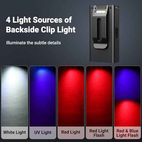 Mini Flashlight with Magnet, 1000 Lumens EDC Flashlight 8 Modes Rechargeable UV Flashlights Last for 80 Hours, IPX6 Waterproof High Brightness for Outdoor Adventure Camping Hiking, Black
