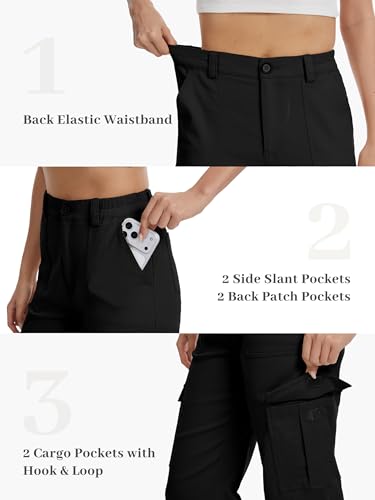 Tall Women's Cargo Pants - 36 Inseam, Black, Straight Leg, 6 Pockets, Work & Casual Wear