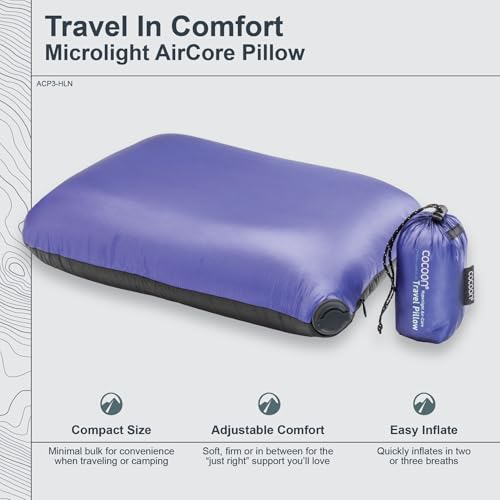 Hyperlight AirCore Support Travel Pillow - Dark Blue, Adjustable Inflatable