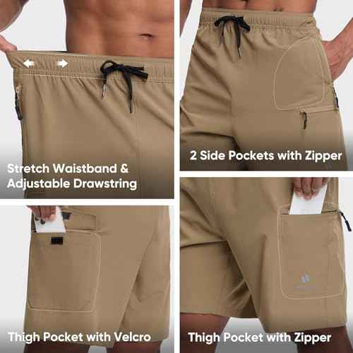 HOTSUIT Men's Hiking Cargo Shorts Quick Dry Lightweight Outdoor 7.5" Shorts with 4 Large Pockets