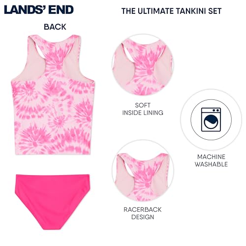Girls' UPF 50+ Pink Gold X-Large Swim Bikini Bottom & Racerback Tankini Set