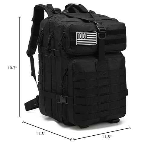 SEYATULLH 45L Military Tactical Backpack for Men & Women Bug Out Bag Assault pack Molle Daypack Hiking Trekking Rucksack(45L black)