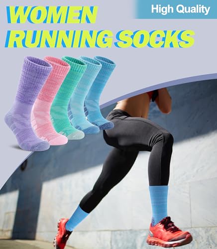 Women’s Multicolor Compression Running Hiking Socks - 8-10 / 5 Pairs
