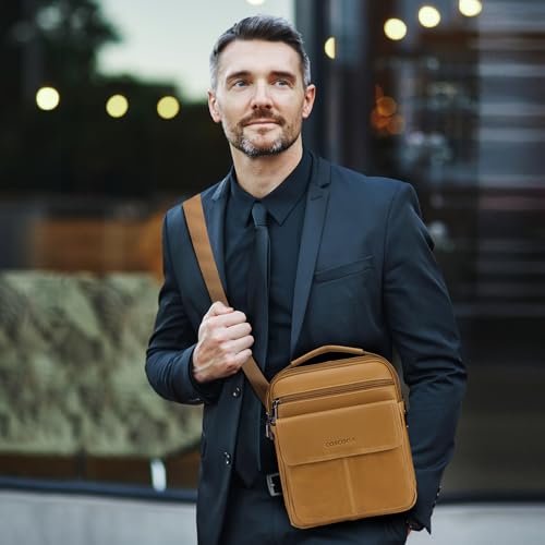Brown Leather Men’s Shoulder Bag Crossbody Purse Messenger Satchel