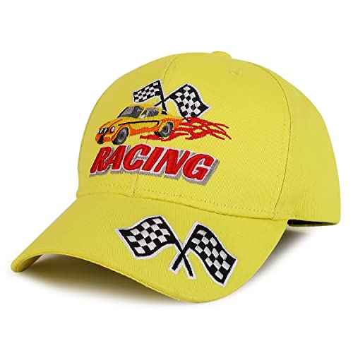 Trendy Apparel Shop Racing 3D Embroidered Flame Car Race Flag Baseball Cap