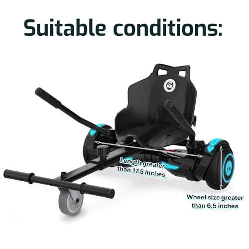Gotrax Hoverboard Kart Seat Attachment Accessory for 6.5" 8" 8.5" 10" Self Balancing Scooter, Adjustable Frame Length and Handlebar Control Buggy Attachment, Hover Board Go Kart Accessory Kids Adults