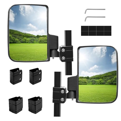 MOSNAI No Drill Golf Cart Side Mirrors for EZGO Club Car Yamaha Square Tube - Black