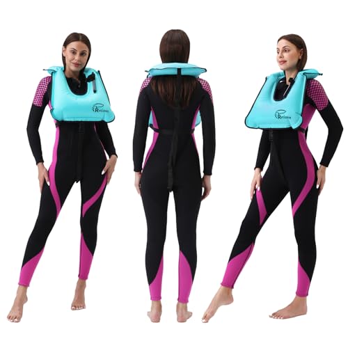 Blue Inflatable Snorkel Vest for Adults up to 220 lbs - Adjustable Buoyancy Life Jacket
