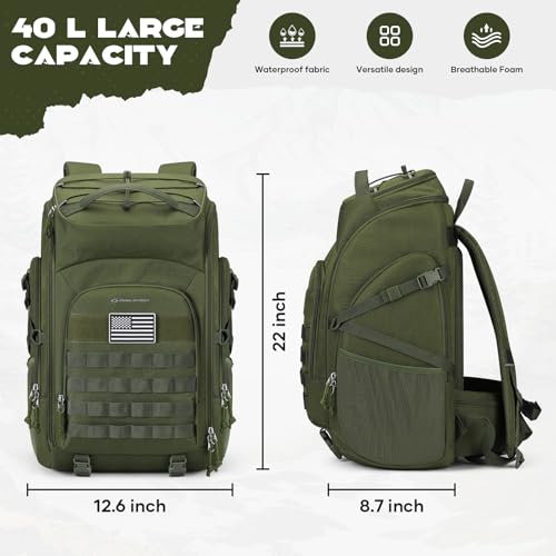 Maelstrom 40L Tactical Backpack Military Bag Water Resistant C.army Green