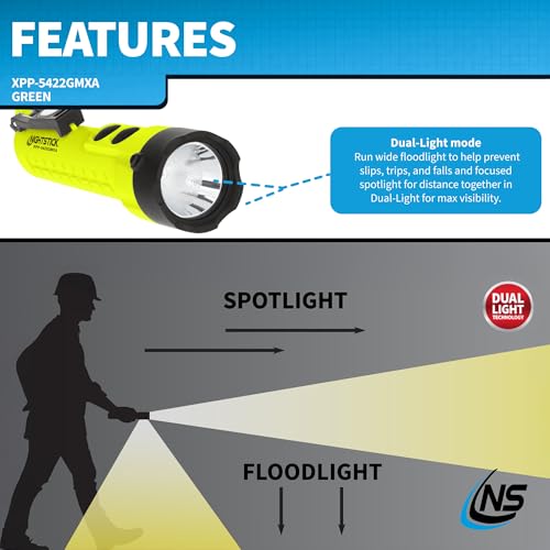 Nightstick XPP-5422GMXA Dual-Light Flashlight with Magnets, 3 AA Not Included, Green/Black
