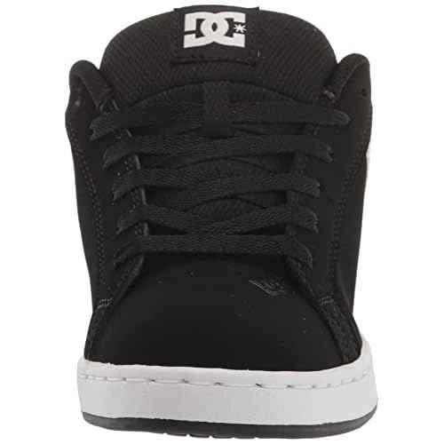 DC Women's Court Graffik Casual Low Top Skate Shoe, Black/White Stencil, 9.5