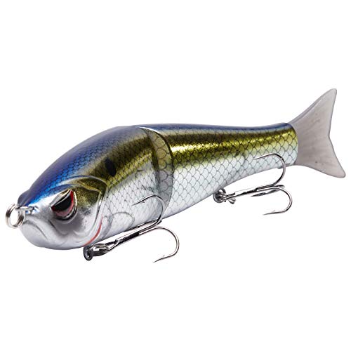 Bassdash 7-Inch Jointed Swimbait Set - White Shad, Threadfin, Blue Gold, 3-Pack