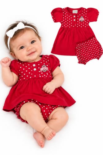 Baby Girl Hearts Dress with Bloomers Shorts - Ohio State Buckeyes 6 Months