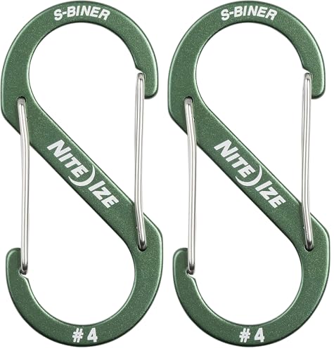 Nite IZE S-Biner Dual Carabiner Aluminum Size #4 Olive Pack of 2