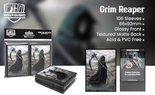 (Grim Reaper) 100 Count Textured Matte Card Sleeves - Hand-Drawn Art, MTG/TCG Protection - Art Sleeves
