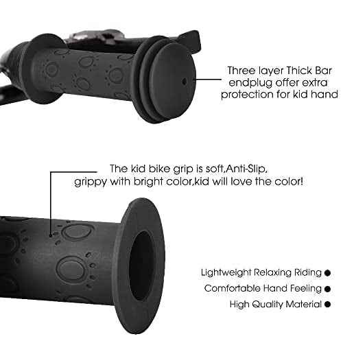 Kids Bike Grips - 105mm Bicycle Handlebar Grips with Mushroom Pattern for Bikes, Balance Bikes,Kick Scooters