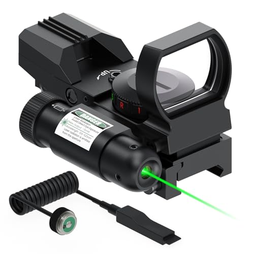 Feyachi Reflex Sight - 4 Reticle Red & Green Dot Sight Optics with Integrated Red/Green Laser Sight Less Than 5mW Output