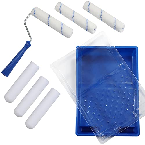 6-Inch Foam Paint Roller Kit with Tray, Frame & 9 Refills for Walls & Cabinets