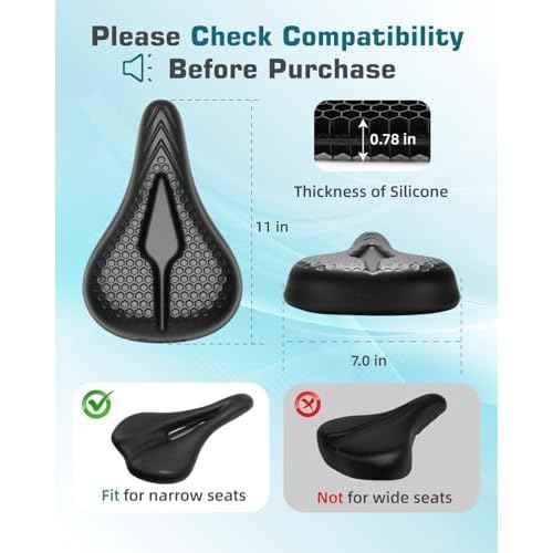 Bike Seat Cushion High-Resilient, Gel Padded Bike Seat Cover for Men & Women, Breathable & Hollow Design Comfort Bike Saddle for Cycling, Mountain Bikes,Road Bikes, Exercise Bikes