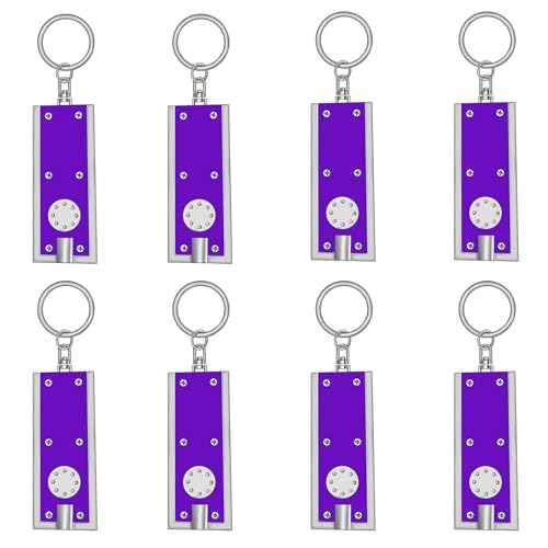 UV Keychain Flashlight, Compact Tiny Led Keychain Flashlight Set - 395nm Mini Black Lights for Currency, Scorpion Detection, Portable Illumination with Batteries (8 PCS)