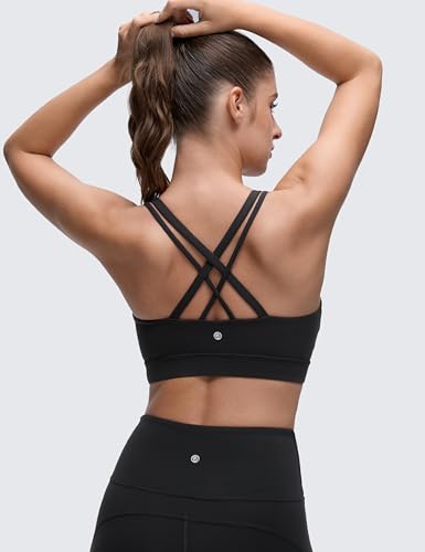 Large Black Soft Molded Sports Bra with Cross-Back Support - DD Cup Yoga Bra