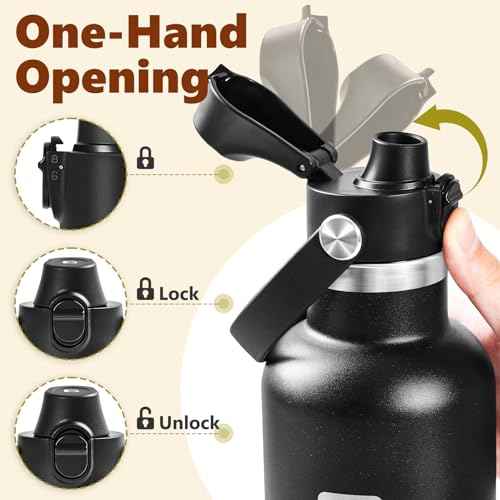 Auto Flip Lid for Hydro Flask Standard Mouth Bottle, Spout lid for HydroFlask Narrow Mouth Bottle, Replacement Lid with Button Lock