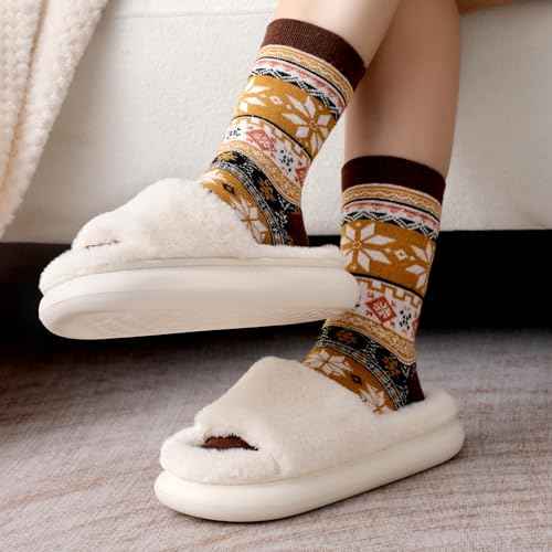 Wool Socks for Women - Womens Wool Socks Winter Sock for men Warm Thick Knit Soft Vintage Casual Crew Sock